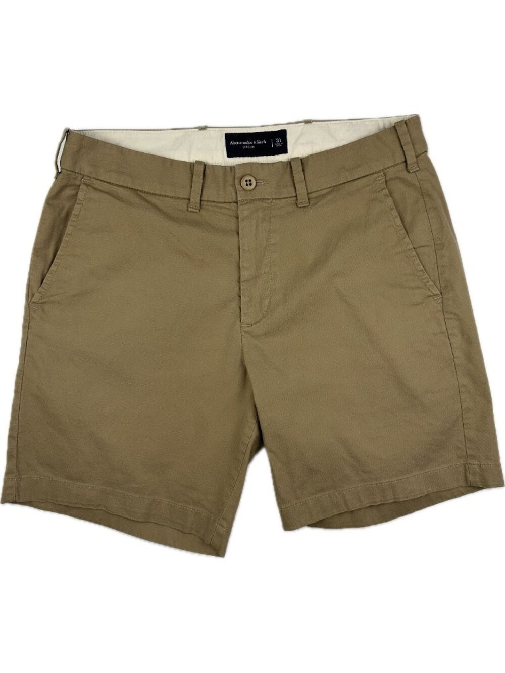 Abercrombie & Fitch Flat Front Khaki Chino Shorts 7 In Men’s Size 31 Stretch